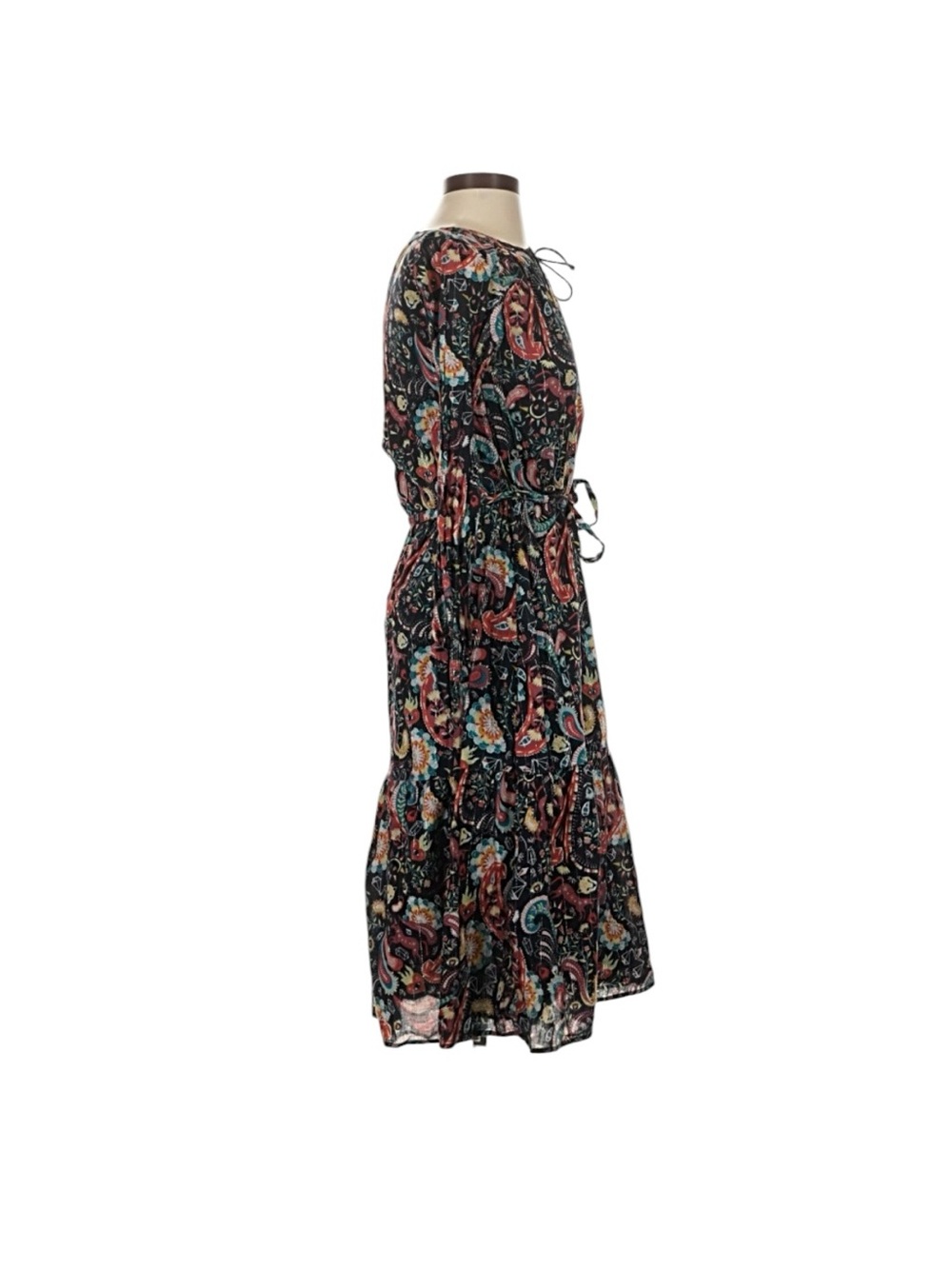 LOFT Blue Shimmer Paisley Midi Dress with Multicolor Print - Picture 6 of 8